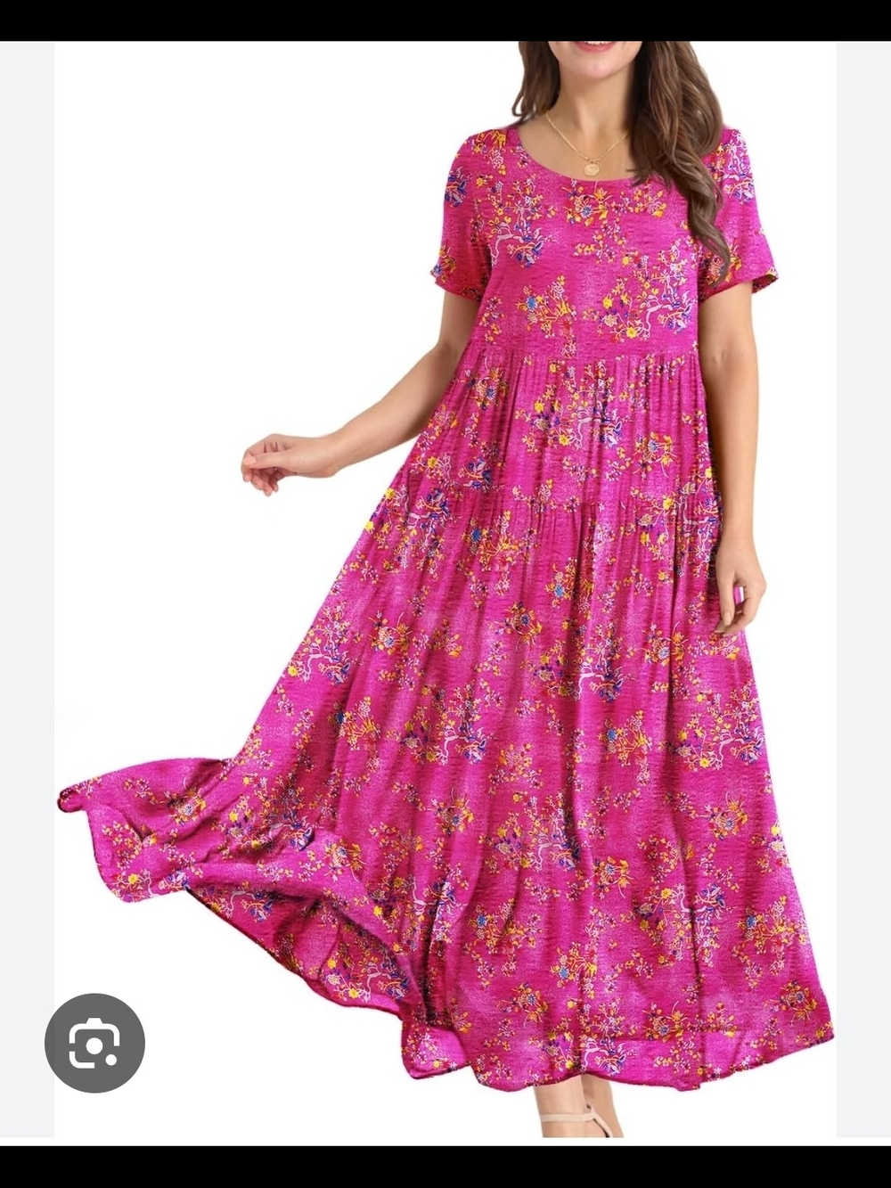 YESNO Women Casual Loose Bohemian Floral Dresses with Pockets 3XL Pink NWT